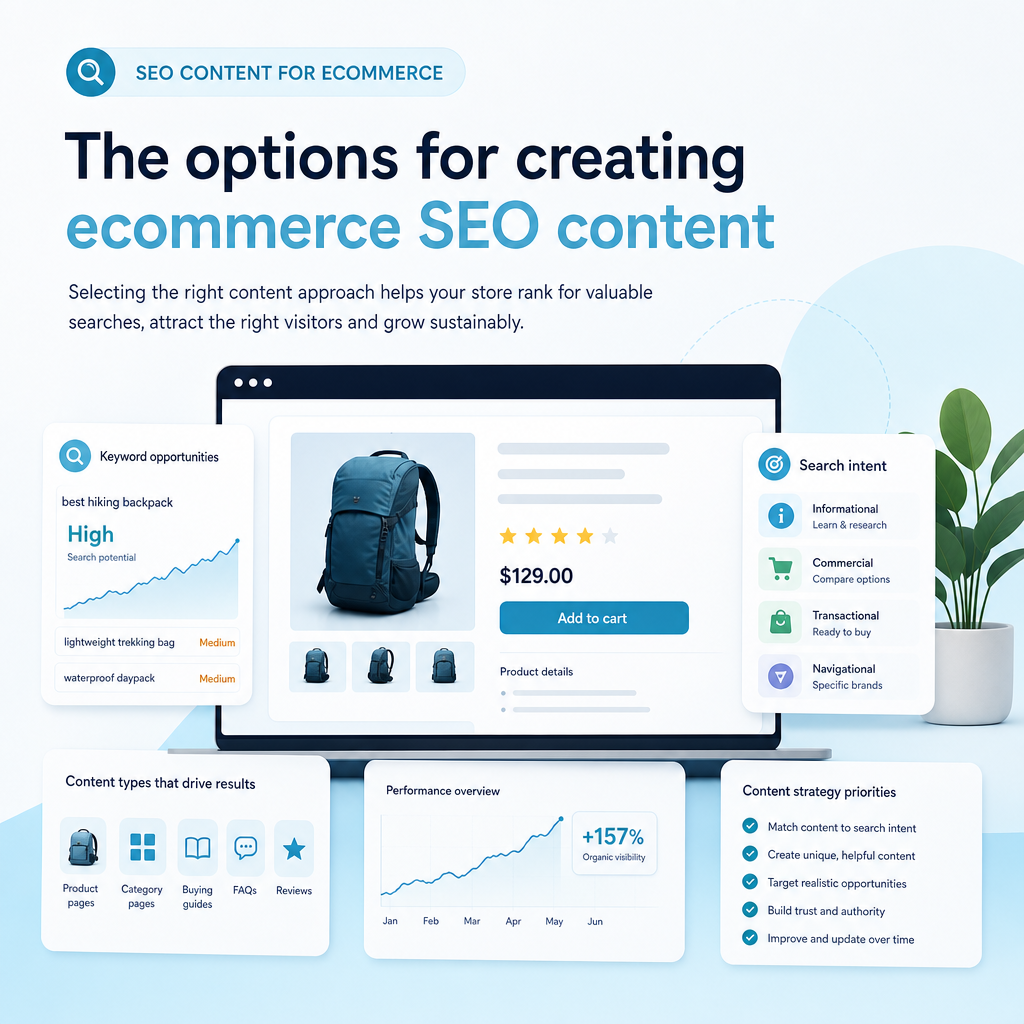 The options for creating ecommerce SEO content