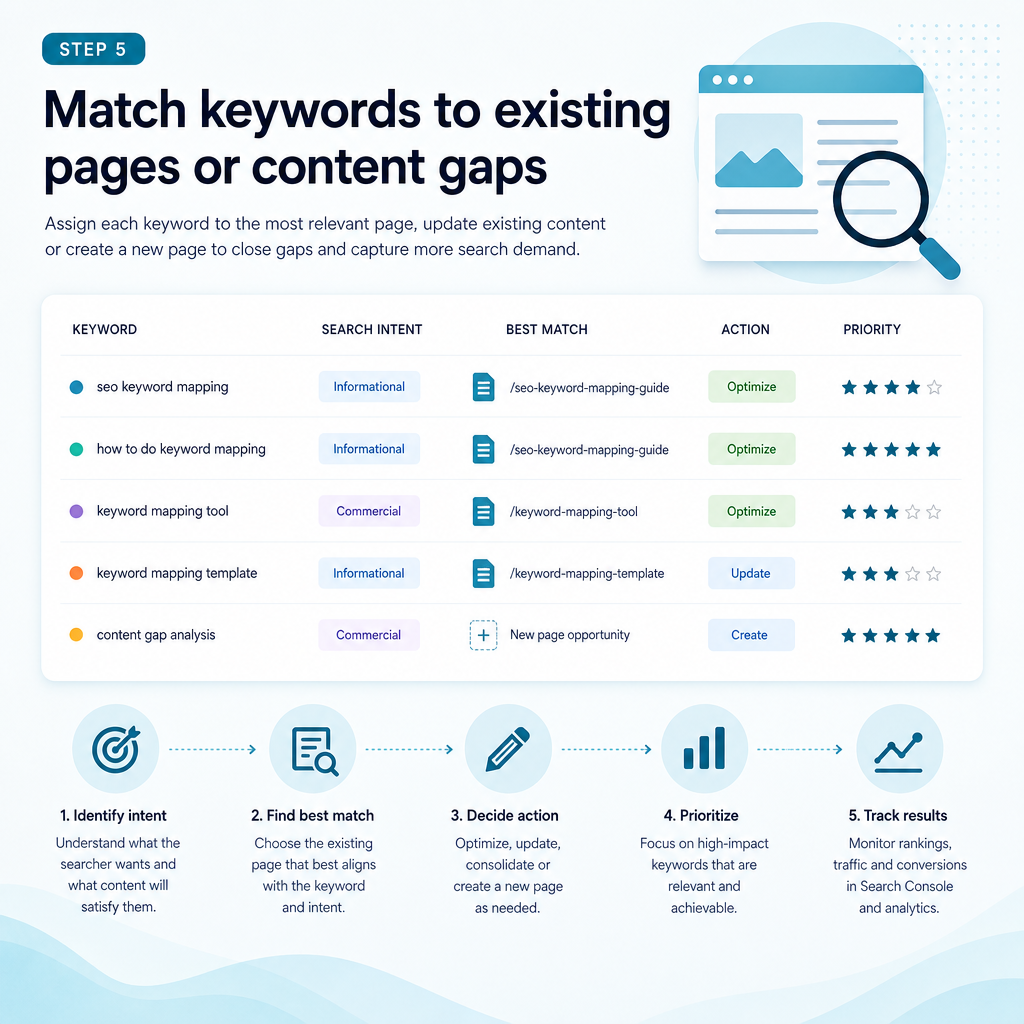 Step 5: Match keywords to existing pages or content gaps