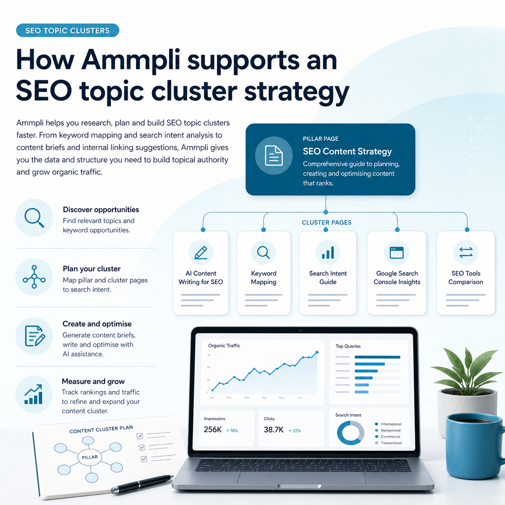 How Ammpli supports an SEO topic cluster strategy